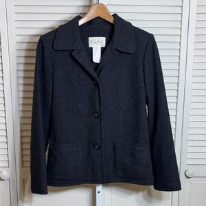 Claudie Pierlot Charcoal Button-Front Wool-Blend Blazer Jacket/Short Coat Medium